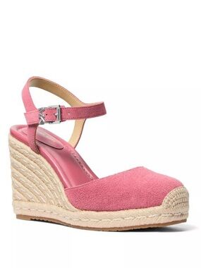 MICHAEL Michael Kors Pink Suede Espadrille Wedge Slingback Shoes Size 9.5M NWOT